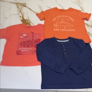 Carter’s Kids' Adventure and Underwater Themed Shirts - Orange, Coral, and Navy